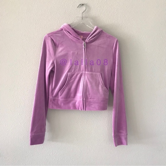 JUICY COUTURE Velour OG Bling Tracksuit Hoodie & Pant Set Pink Violet Tulle - Picture 10 of 16
